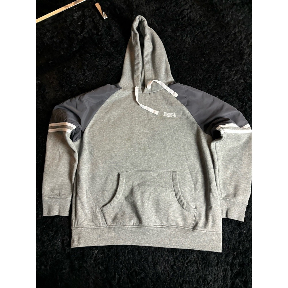 Lonsdale London Men Adult Pullover Hoodie Gray Size XXL Boxing